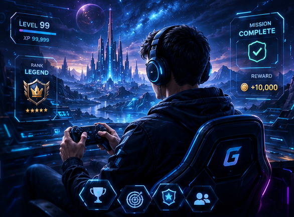 Ilustrasi dunia game futuristik GOBETASIA